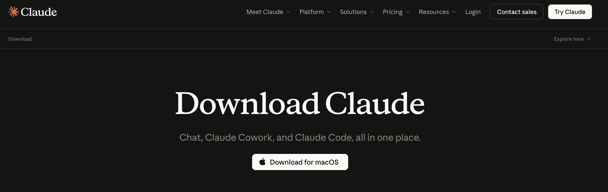 Страница загрузки Claude Desktop