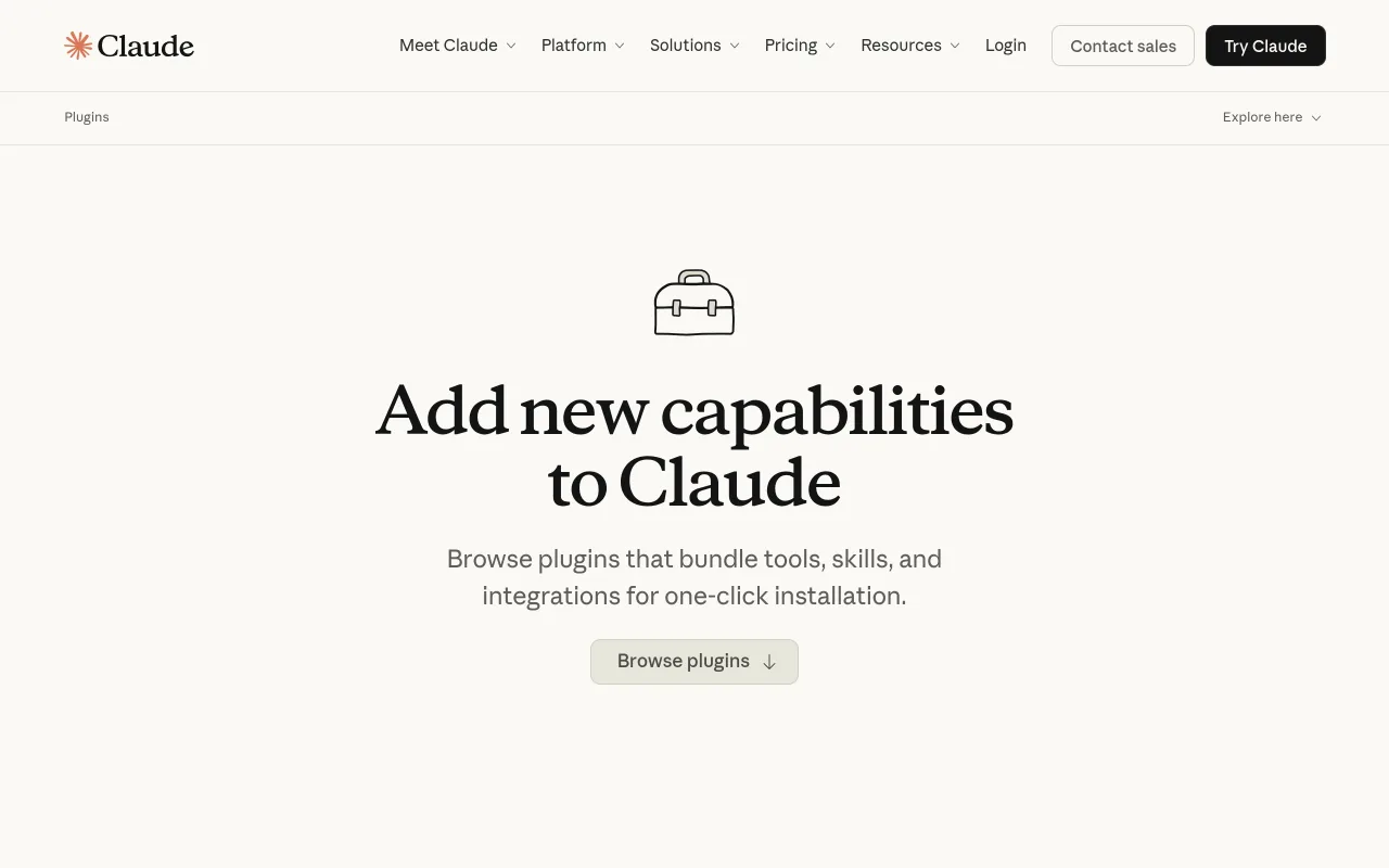 Официальный маркетплейс плагинов Claude Code на claude.com/plugins