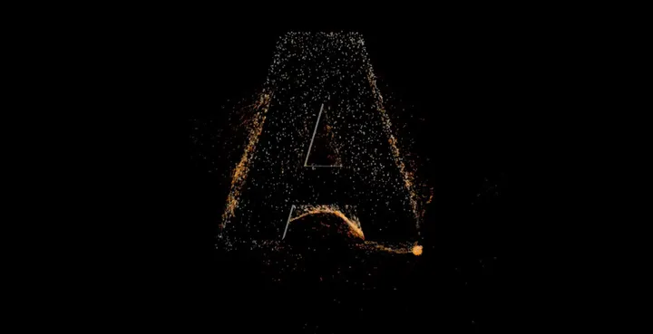 3D-буква из частиц с бегущей искрой