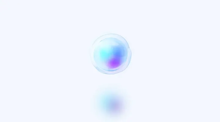Стеклянный шар AI-ассистента, реагирующий на наведение
