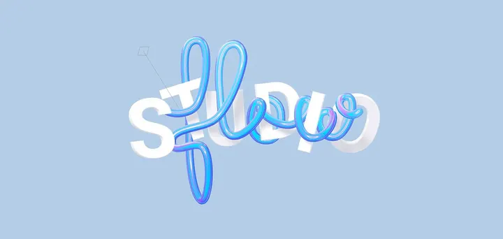 3D-анимация логотипа из глянцевой трубки в Spline