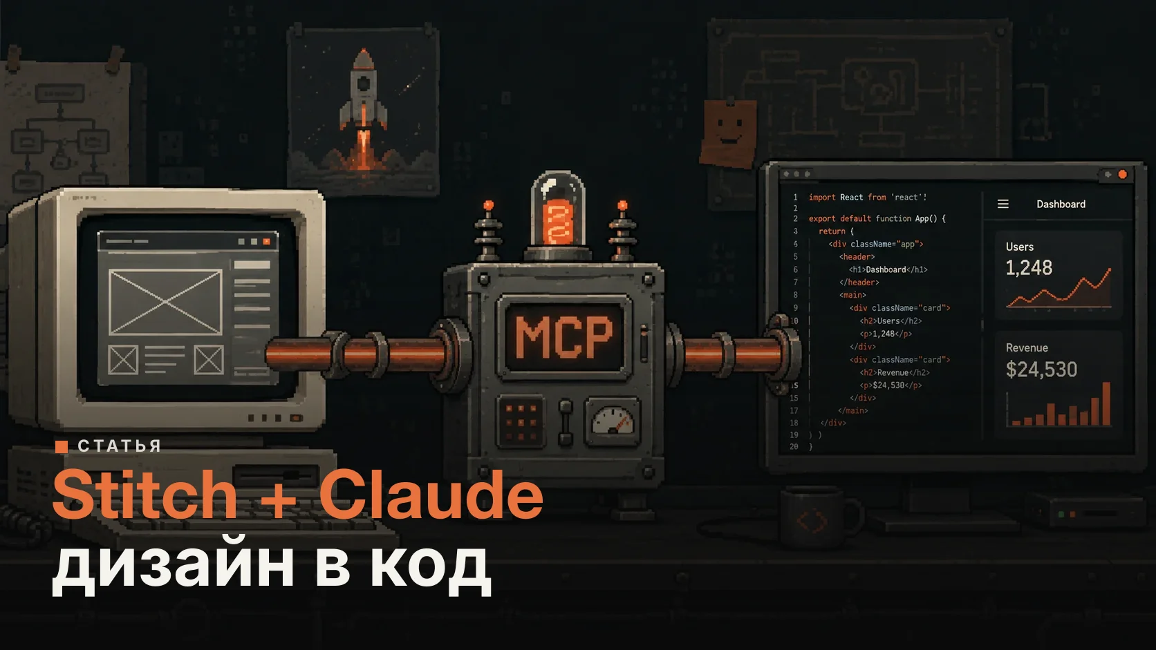 Google Stitch + Claude Code: дизайн в код по шагам
